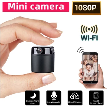 Мини-Камера 1080P Wifi Беспроводная Маленькая Камера С Батарейным Питанием, Система Безопасности с Горизонтальным Вращением на 355 градусов
