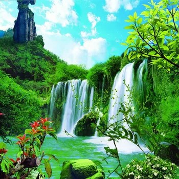 большая фреска wellyu на заказ, декоративный пейзаж с водопадом, природная красота, фон для телевизора в спальне, флизелиновые обои