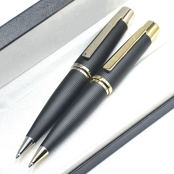 Шариковая ручка высокого качества AAA B-G в черно-серебристую металлическую полоску, гладкие шариковые ручки для офисного письма большого размера в подарок