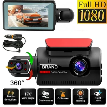 2-Объективный Автомобильный Видеорегистратор HD1080P Dash Cam для автомобилей Black Box 3,0-дюймовый Регистратор Камеры Ночного Видения G-сенсор Автомобильные Аксессуары