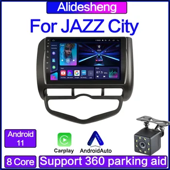 Автомобильный радиоприемник Android 11, мультимедийный плеер для Honda LHD JAZZ City 2002-2007, 2 Din GPS, поддержка головного устройства Carplay, 360 парковочный DVD