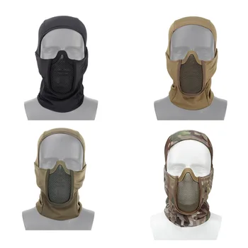 Оригинальная охотничья маска с капюшоном для мастеров боевых искусств, капюшон, военно-тактическая маска для страйкбола и пейнтбола из стальной сетки на половину лица
