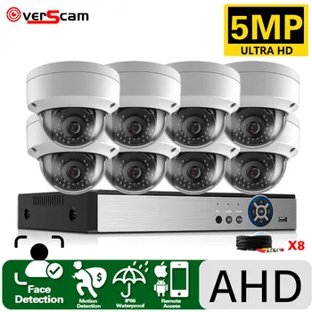 Devoccvo Домашняя Камера Видеонаблюдения H.265 8CH 1080P 5MP AHD DVR NVR Система Безопасности 8шт Комплект Видеонаблюдения Для внутренней и Наружной Купольной Камеры 4K