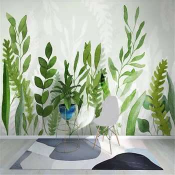 Скандинавские обои с ручной Росписью для гостиной Тропические растения Лес ТВ Фон Обои для домашнего декора Фреска Papel De Parede