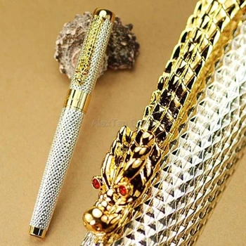 Винтажная классическая авторучка Jinhao 1200, красивая ручка Ripple с зажимом в виде дракона, Чернильные ручки с резьбой по серебряному металлу, Подарочные канцелярские принадлежности