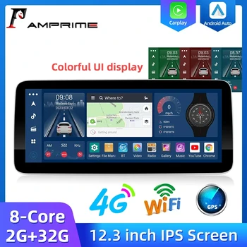 AMPrime 12,3-дюймовый 8-Ядерный Android 12 Автомобильный Радиоприемник Мультимедийный Видеоплеер GPS Навигация Carplay Авторадио 4G + WiFi Головное устройство DSP 32EQ