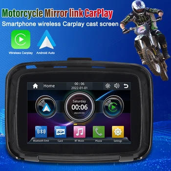 Портативный Ahoudy 5-дюймовый IPS сенсорный экран Беспроводной Carplay и Android Auto для монитора навигатора мотоцикла