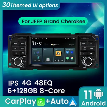 Carplay + Авто Радио Стерео Для JEEP Grand Cherokee Liberty Wrangler Chrysler Dodge Мультимедийный Плеер Android11 6 + 128 Г DSP RDS