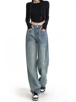 Мешковатые джинсы для женщин, джинсовые брюки, винтажные джинсы, уличная одежда с высокой талией, Y2k Harajuku, модные женские брюки
