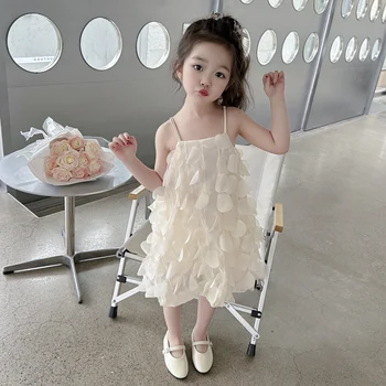 Летнее платье принцессы для маленьких девочек без рукавов, милое платье для девочек на день рождения от 2 до 8 лет, одежда для маленьких девочек, Детские Белые платья принцессы