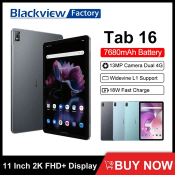 BLACKVIEW Tab 16 Планшет 8 ГБ 256 ГБ 11 Дюймов 2K FHD + Дисплей Планшеты ПК Android 12 Widevine L1 T616 7680 мАч 13-мегапиксельная Камера Dual 4G Pad