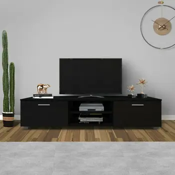 Черная подставка для телевизора на 70 дюймов, мультимедийная консоль, телевизионный стол для развлекательного центра
