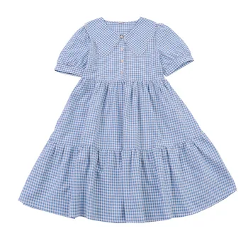 Платье в клетку для девочек 2023, летняя детская одежда, новые модные детские повседневные платья принцессы, #7368