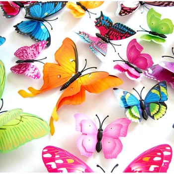 12шт 3D двухслойная наклейка с бабочкой на стену для домашнего декора DIY Бабочки Наклейки на магнит на холодильник Украшение комнаты