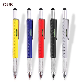 Многофункциональная отвертка QUK 7 In1, ручка с крестообразным винтом с прорезями и уровнем, техническая линейка, шариковая ручка