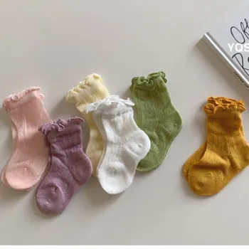 Носки с ворсом, дышащие детские носки, тонкие летние хлопчатобумажные носки для детей от грибка черного цвета