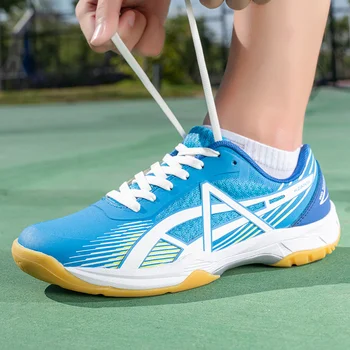 Размер 35-46, весенне-синие брендовые мужские теннисные туфли, легкая профессиональная обувь для бадминтона, Дышащая нескользящая женская обувь для волейбола, мужские