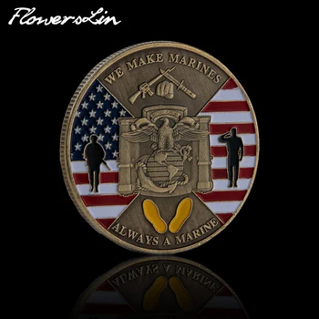 [FlowersLin] Соединенные Штаты Мы делаем морских пехотинцев Всегда морскими сувенирными монетами, монетой-вызовом Духовному символу США Fidelis