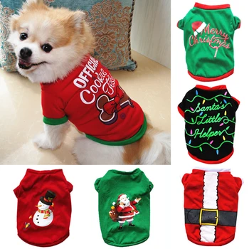 Рождественская одежда для собак Новогодние домашние животные Одежда для собак для маленьких средних собак Костюм чихуахуа Рубашка для домашних животных Теплая одежда для собак Йоркшир