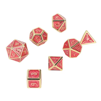 Кубики для ролевых игр с четким номером Гибкие многогранные кубики красного и золотого цветов Изысканной резьбы для настольной игры