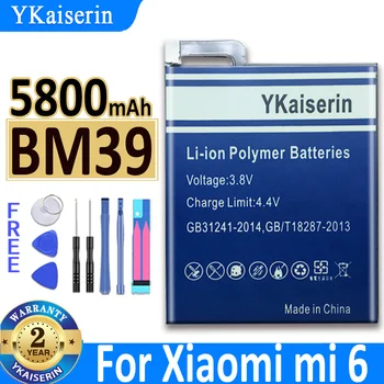 5800 мАч YKaiserin Аккумулятор BM39 для XiaoMi 6 BM39 Mi6 /Для Xiao Mi 6 Bateria Высокой реальной емкости Bateria + Номер трека