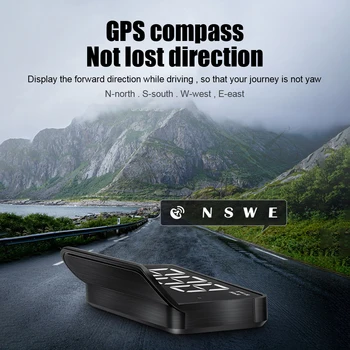 Автомобильный головной дисплей M1 GPS HUD Сигнализация о превышении скорости Спидометр Диагностическое предупреждение Температура воды Проектор тактовой частоты