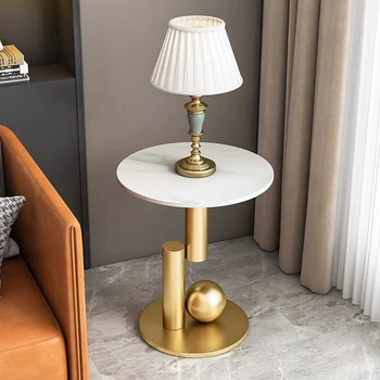 Золотой Круглый журнальный столик в гостиной, прикроватная тумбочка, Роскошный Небольшой Дизайнерский Мраморный журнальный столик, Современное бюро Meuble Мебель для дома