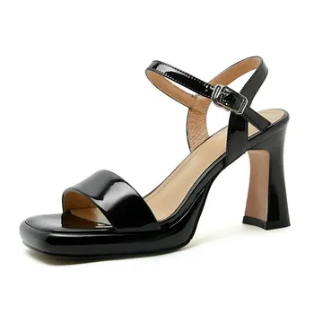 2023 Летняя новая обувь, Брендовая женская обувь на платформе, Модные удобные босоножки на толстой подошве, квадратный носок, шпильки