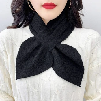 Женский пуловер с искусственным воротником Защищает шейный отдел позвоночника, теплый шарф, зимний толстый бархат из искусственной норки, шерстяной вязаный шейный защитный шарф T3