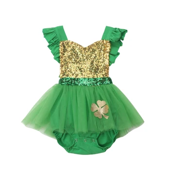 Citgeett Летние Зеленые блестки Для новорожденных девочек, Кружевное Золотое боди, юбка-пачка для малышей, платье, Милый Счастливый наряд